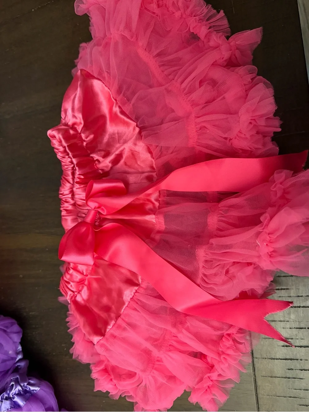 Purple Ruffled Tulle Kids Costume Skirt